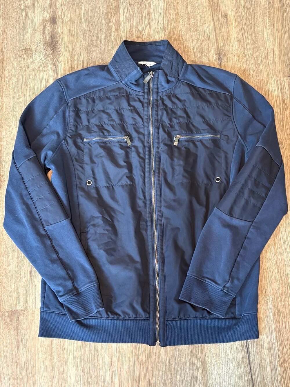Calvin Klein Men's Blue Full Zip Quilted Jacket Coat Read!